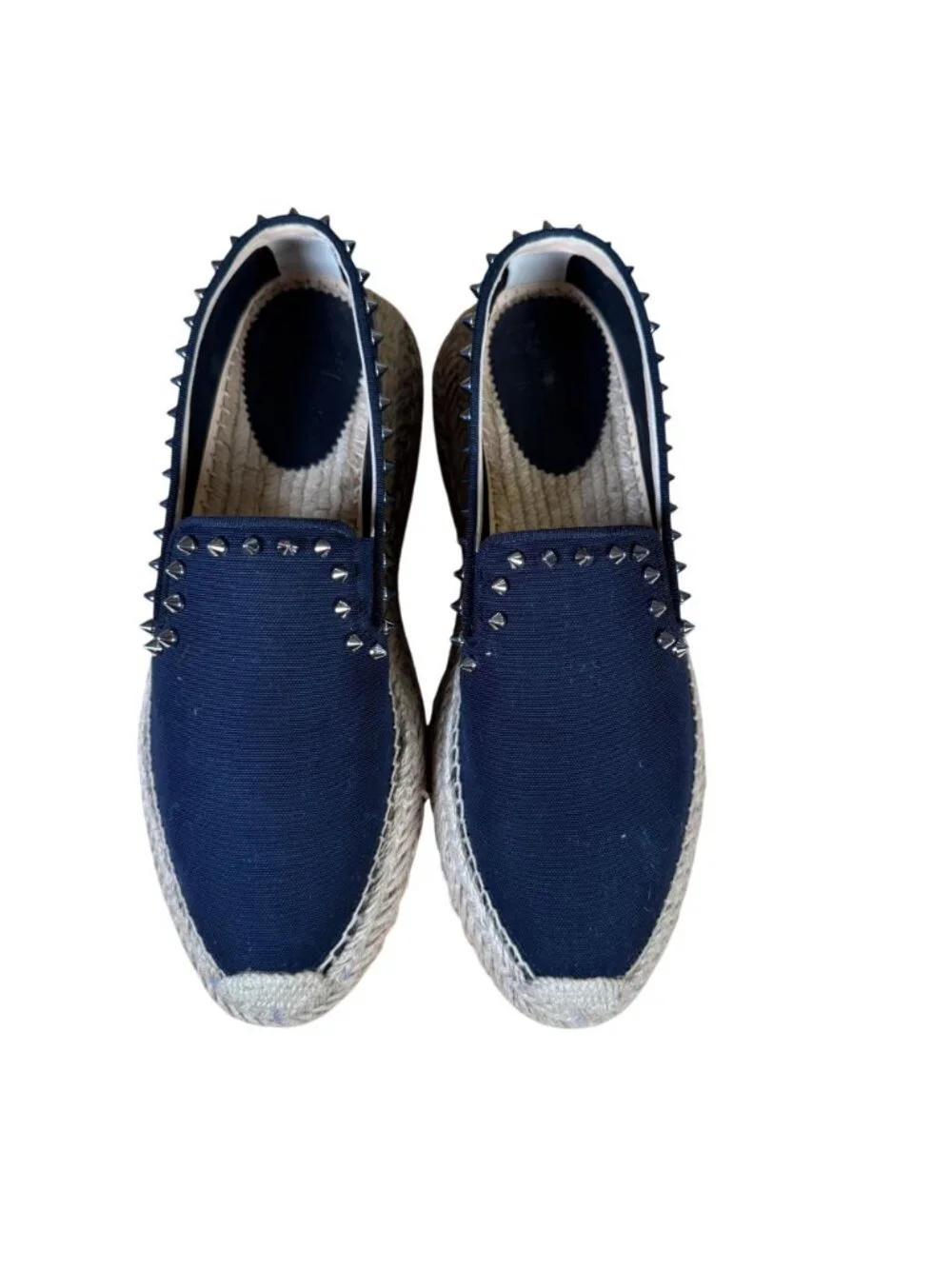 Christian Louboutin Espaboat Obscur Black Espadrille Spiked Shoes EU 42 US 12